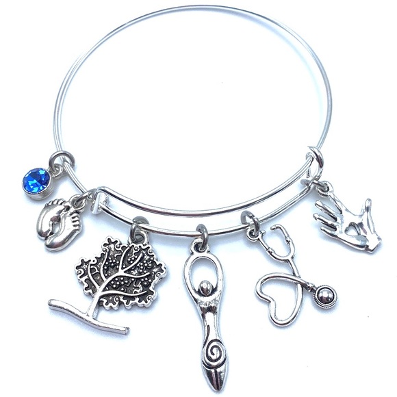 Midwife Bracelet Doula Bangle Charms - Picture 5 of 7